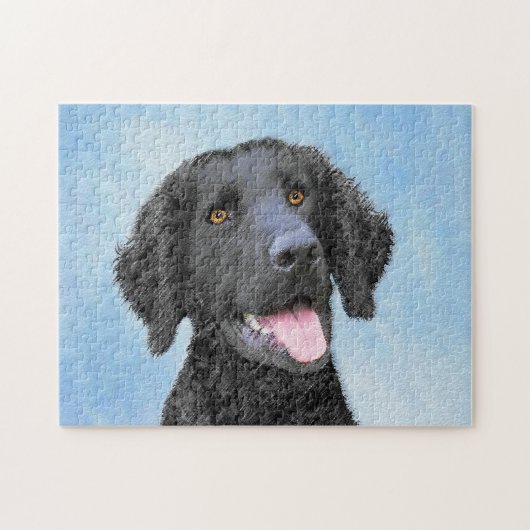 カーリーコーテッド絵画リトリエバー – Dog Art ジグソーパズル (横)
