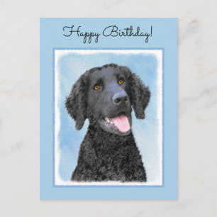 カーリーコーテッド絵画リトリエバー – Dog Art ポストカード