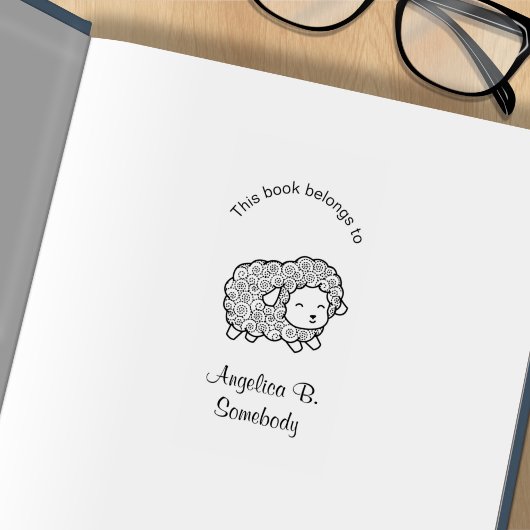 カーリーコートリトルシープエウ蔵書票 ラバースタンプ