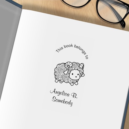 カーリーコートリトルシープラム蔵書票 ラバースタンプ