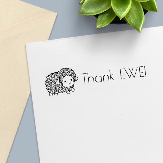 カーリーコート感謝してい小羊Ewe （あなた） セルフインキングスタンプ