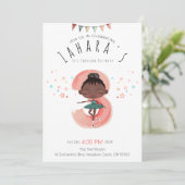 カーリーバレリーナ3rdバースデーブラックガール 招待状 (スタンド正面)