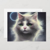 カーリーパの花が咲く美しい猫ポートレート ポストカード (正面/裏面)