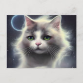 カーリーパの花が咲く美しい猫ポートレート ポストカード (正面)