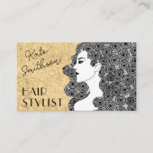 カーリーパーソナライズされたヘアQRコードとソーシャルメディア 名刺 (正面)