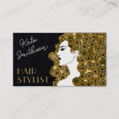 カーリーパーソナライズされたヘアQRコードとソーシャルメディア 名刺 (正面)