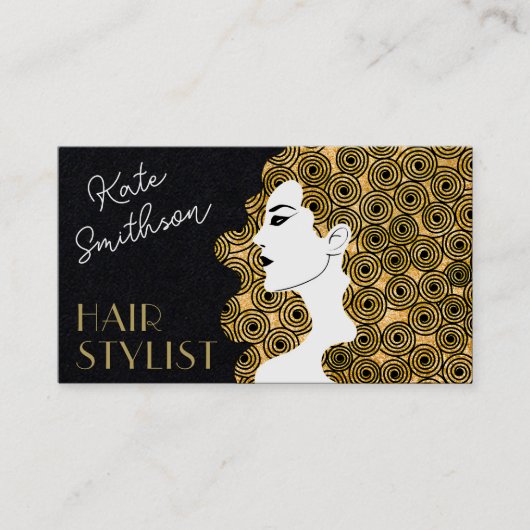 カーリーパーソナライズされたヘアQRコードとソーシャルメディア 名刺 (正面)