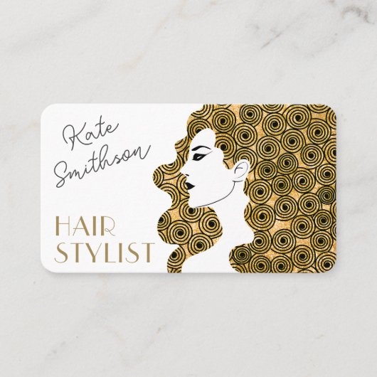 カーリーパーソナライズされたヘアQRコードとソーシャルメディア 名刺 (正面)