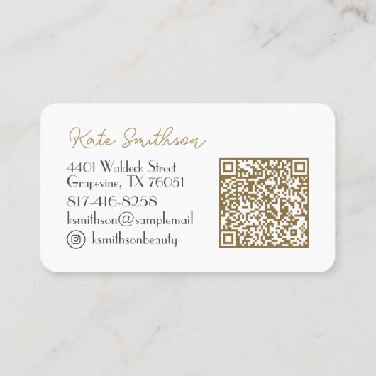 カーリーパーソナライズされたヘアQRコードとソーシャルメディア 名刺 (裏面)