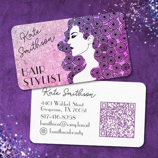 カーリーパーソナライズされたヘアQRコードとソーシャルメディア 名刺