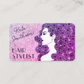 カーリーパーソナライズされたヘアQRコードとソーシャルメディア 名刺 (正面)