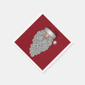 カーリーヒゲの赤いサンタ頭 スタンダードカクテルナプキン (角)