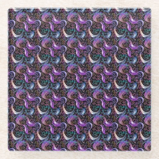 カーリービーズ模様 ガラスコースター (正面)