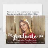 カーリーブラシスクリプト卒業写真 卒業 招待状 (正面/裏面)