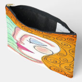 カーリーブロンドヘア抽象芸術アート アクセサリーポーチ (見開き)