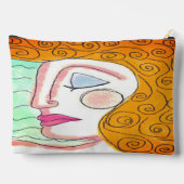 カーリーブロンドヘア抽象芸術アート アクセサリーポーチ (裏面)