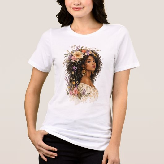 カーリーヘアの花の女王 トライブレンドＴシャツ (正面)