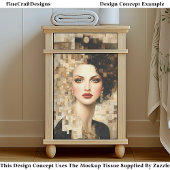 カーリーヘアウーマン、モザイクポートレートEB8Lデコページ 薄葉紙