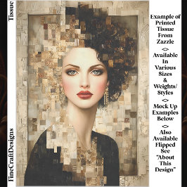 カーリーヘアウーマン、モザイクポートレートEB8Lデコページ 薄葉紙