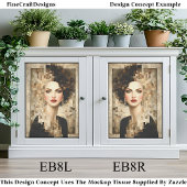 カーリーヘアウーマン、モザイクポートレートEB8Rデコページ 薄葉紙