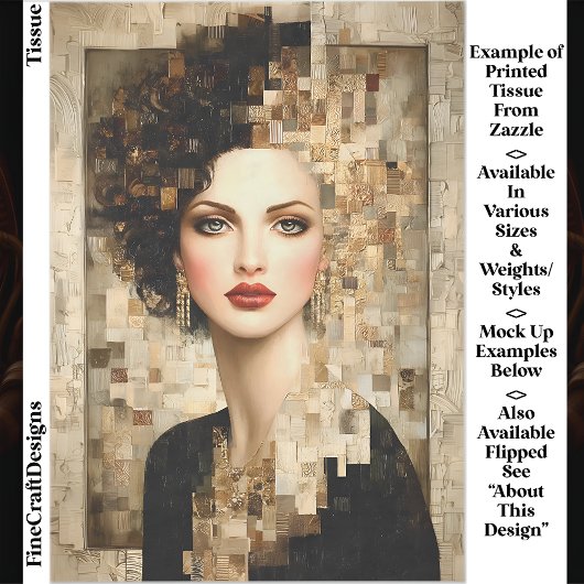 カーリーヘアウーマン、モザイクポートレートEB8Rデコページ 薄葉紙