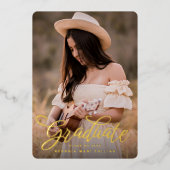 カーリーヘッドライン卒業招待状 箔招待状 (正面)