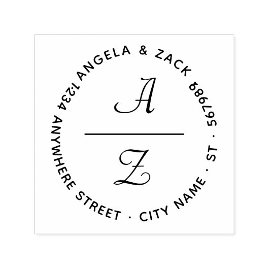 カーリーモダンスクリプトカップルイニシャル差出人住所 セルフインキングスタンプ (デザイン)