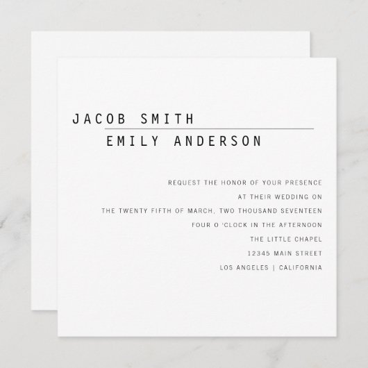 カーリーモダン結婚式招待状 招待状 (正面/裏面)