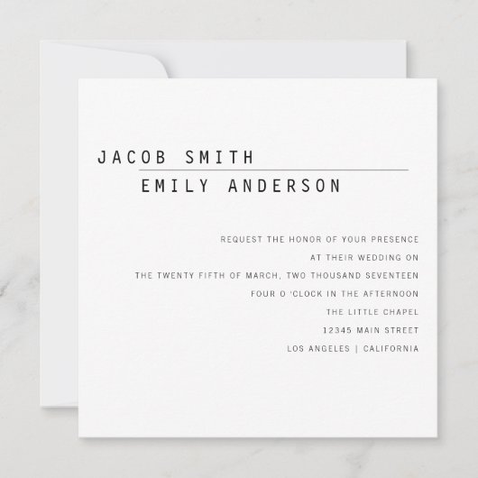 カーリーモダン結婚式招待状 招待状 (正面)