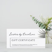 カーリーラッシュギフト証明書の白縁ど色 サンキューカード (スタンド正面)