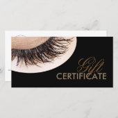 カーリーラッシュギフト証明書黒テンプレート サンキューカード (正面/裏面)