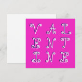 カーリー文字モダンピンクシックスタイリッシュバレンタインズ シーズンカード (正面/裏面)