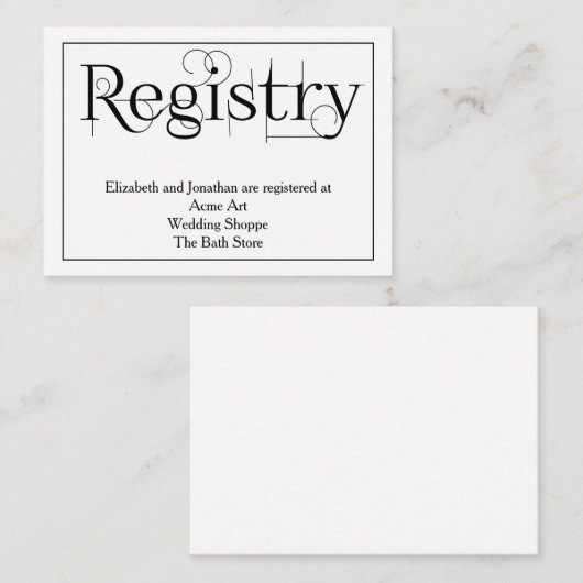 カーリー結婚プリントのレジストリ情報カード エンクロージャーカード (正面/裏面)