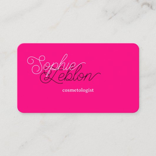 カーリー美しい書道明るいピンク美容師 名刺 (正面)