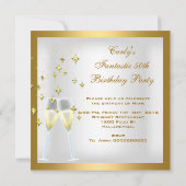 カーリー50とファンタジーホワイト金ゴールド誕生日パーティー 招待状 (裏面)