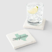 カーリー スクリプト 名前 ライト ティール テキサス ストーンコースター (横)