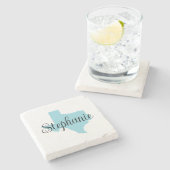 カーリー スクリプト 名前 ロビン エッグ ブルー テキサス ストーンコースター (横)