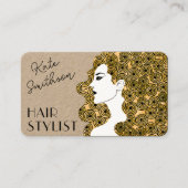 カーリー ヘアー オーダーメイド QR コード & ソーシャルメディア 名刺 (正面)