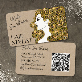 カーリー ヘアー オーダーメイド QR コード & ソーシャルメディア 名刺