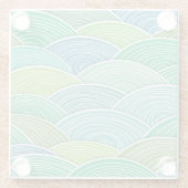 カールされた抽象的なグリーン・ウェーブの背景 ガラスコースター (裏面)