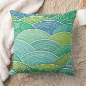 カールされた抽象的なグリーン・ウェーブの背景 クッション (ブランケット)