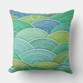 カールされた抽象的なグリーン・ウェーブの背景 クッション (正面)