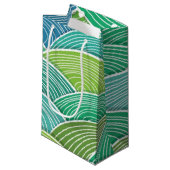 カールされた抽象的なグリーン・ウェーブの背景 スモールペーパーバッグ (正面アングル)