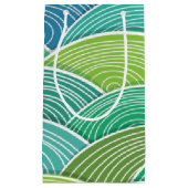 カールされた抽象的なグリーン・ウェーブの背景 スモールペーパーバッグ (正面)