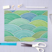 カールされた抽象的なグリーン・ウェーブの背景 薄葉紙 (クラフト)