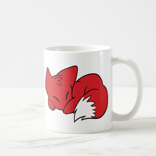 カールされた睡眠のキツネ コーヒーマグカップ (右)