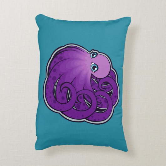 カールされた紫色はタコインクスケッチのデザインに斑点を付けました アクセントクッション (裏面(縦))