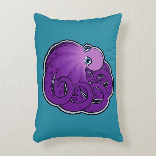 カールされた紫色はタコインクスケッチのデザインに斑点を付けました アクセントクッション (正面(垂直))
