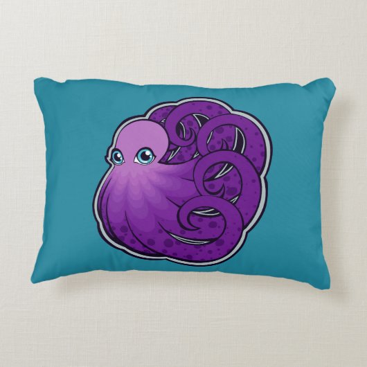 カールされた紫色はタコインクスケッチのデザインに斑点を付けました アクセントクッション (裏面)