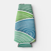 カールした抽象芸術の緑の波の背景 ボトルクーラー (正面)